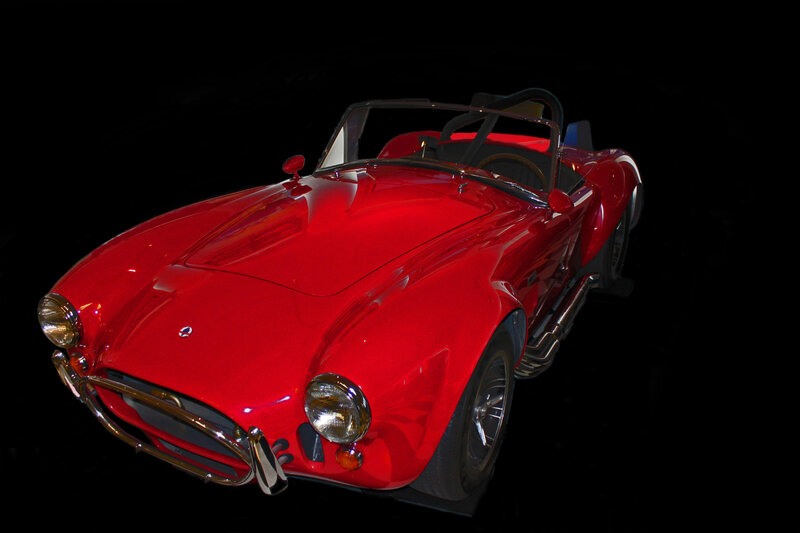 Red Classic Sports Car — Dramatic, Photograph, Chrome Grille