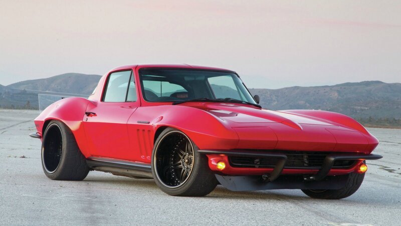 Red Classic Sports Car — Dramatic, Sunset, Photograph, Mountains