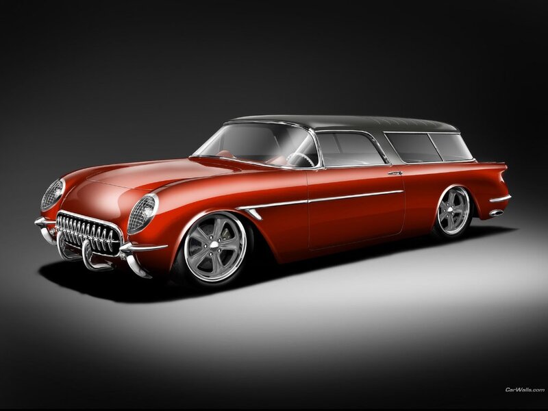 red classic station wagon