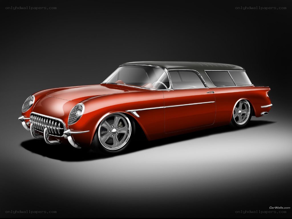 red classic station wagon