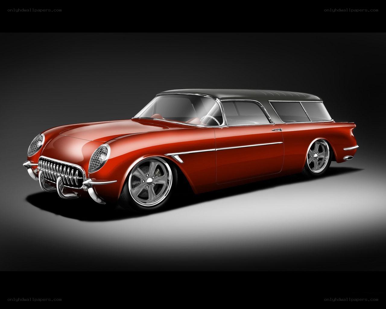 Red classic station wagon