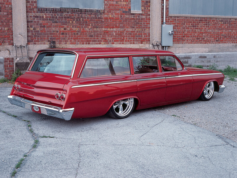 Red Classic Station Wagon — Calm, Afternoon