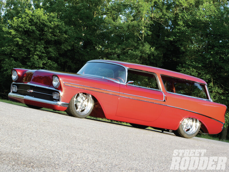 Red Classic Station Wagon — Dramatic