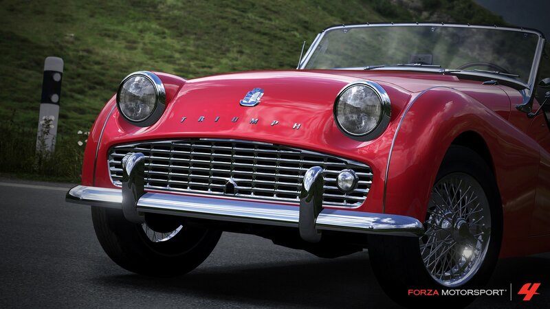 Red classic Triumph car