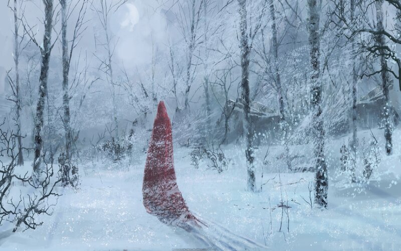 Red Cloak in Snow