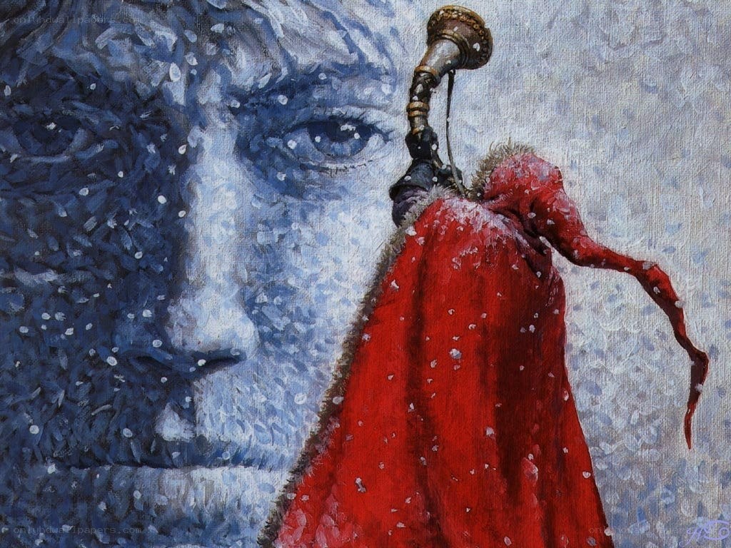 Red Cloak in Snowstorm
