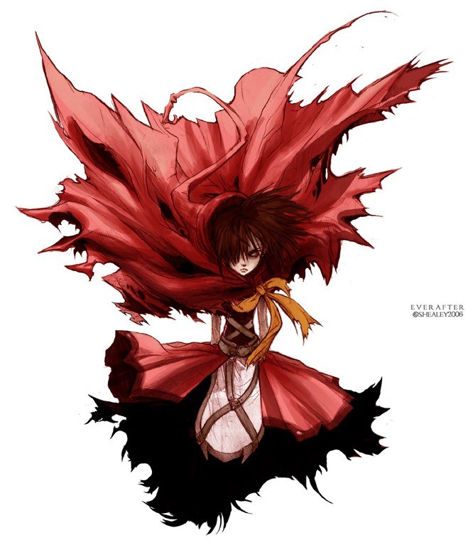 red-cloaked anime character