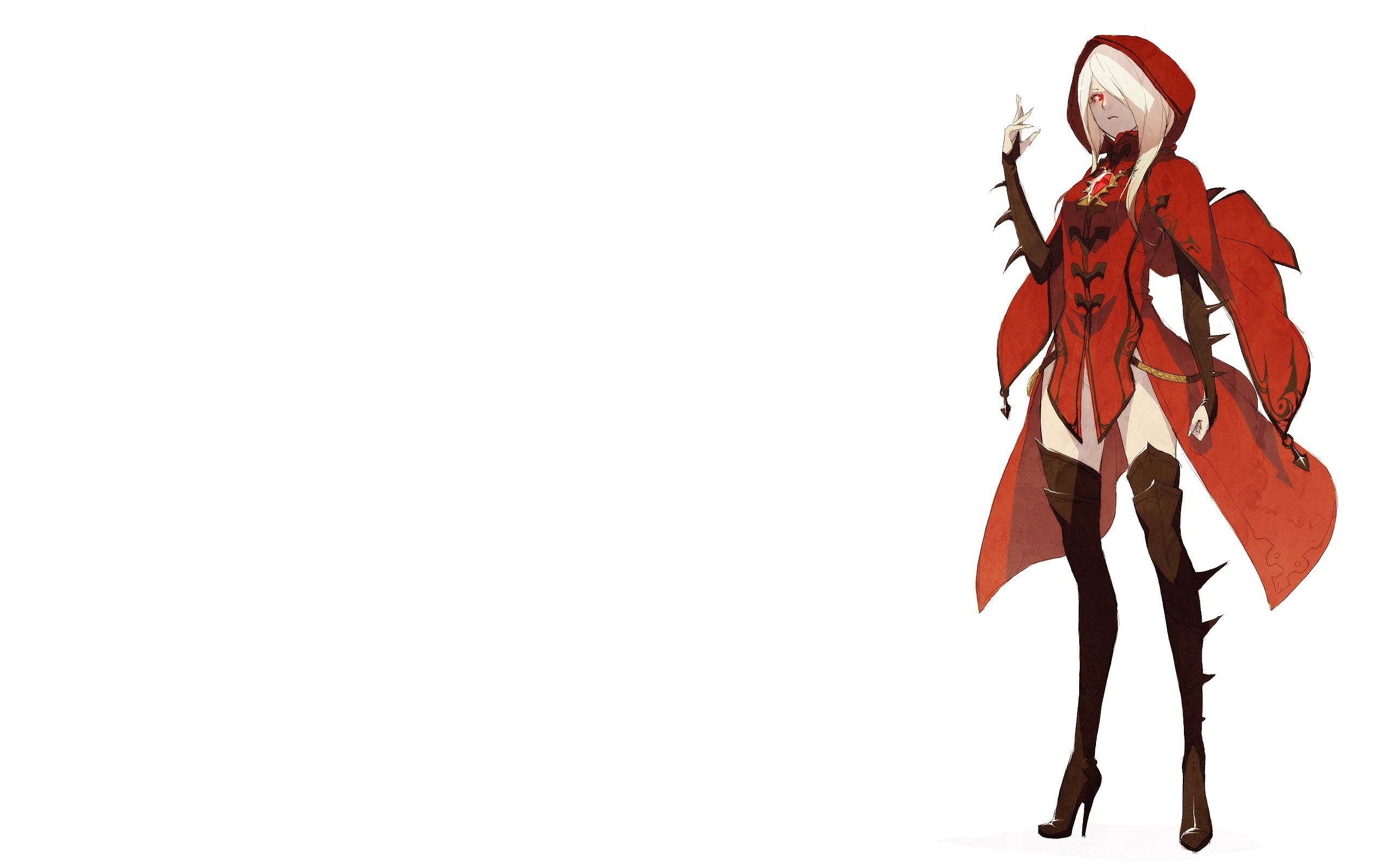 red-cloaked anime character