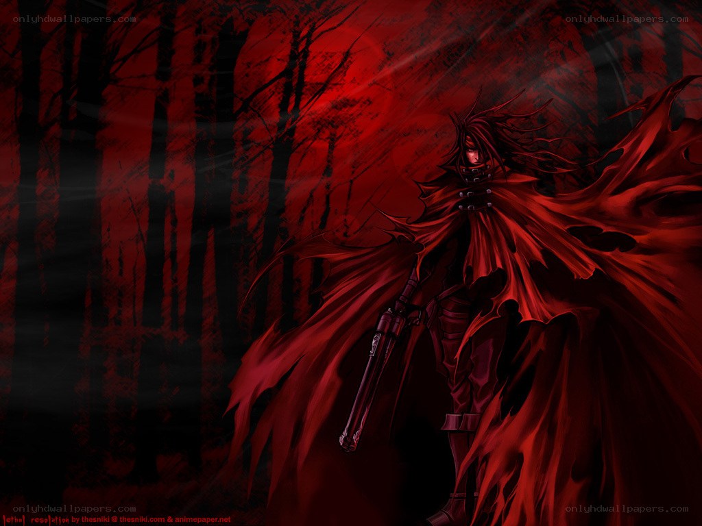 red-cloaked warrior in dark forest