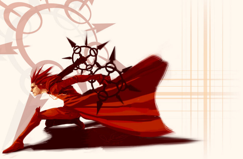 red-cloaked warrior in motion