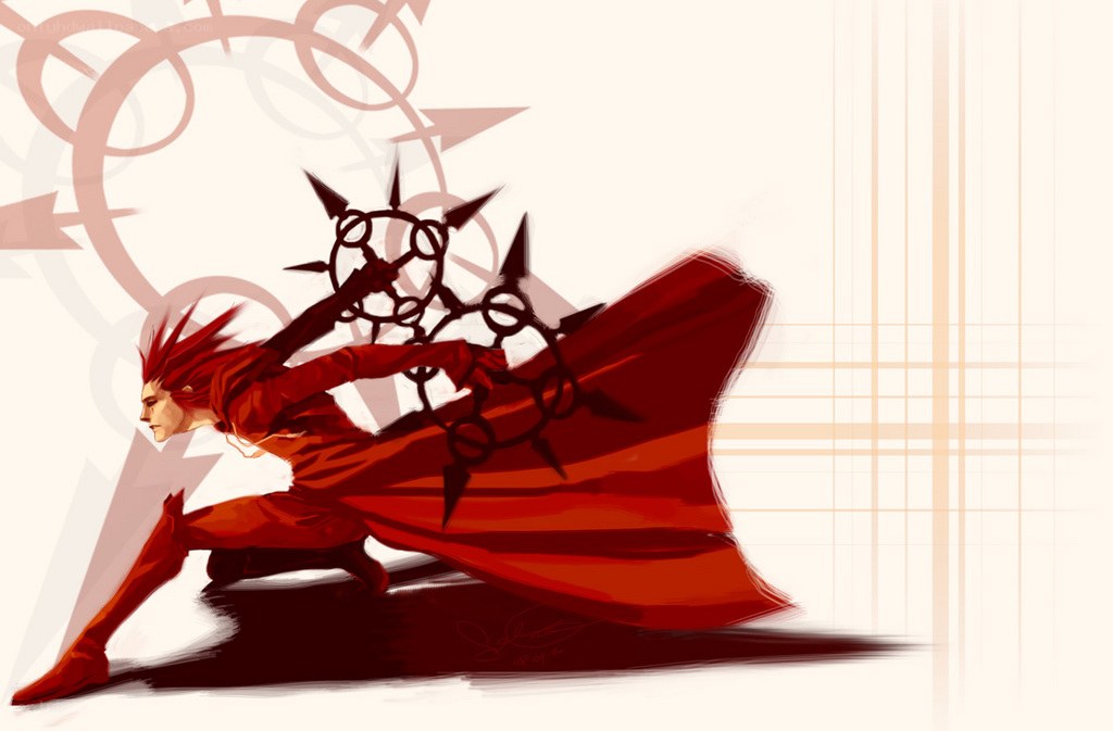red-cloaked warrior in motion