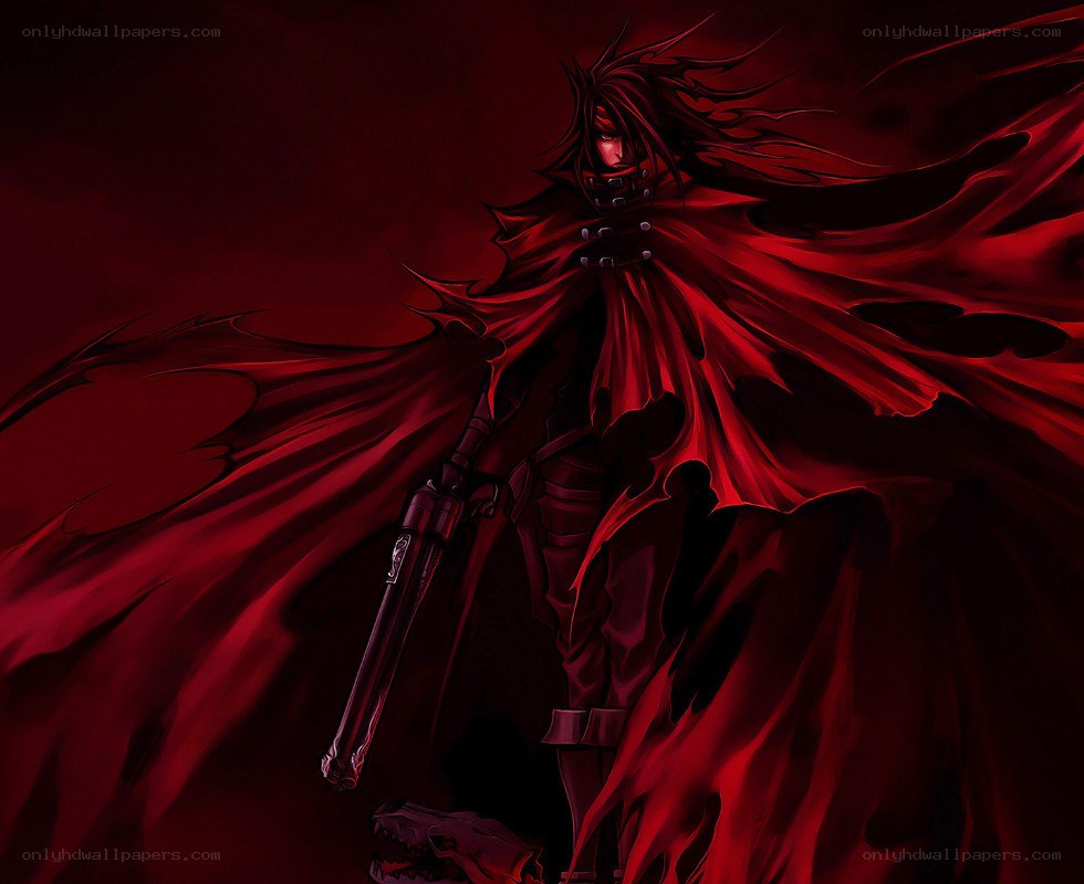 red-cloaked warrior with gun