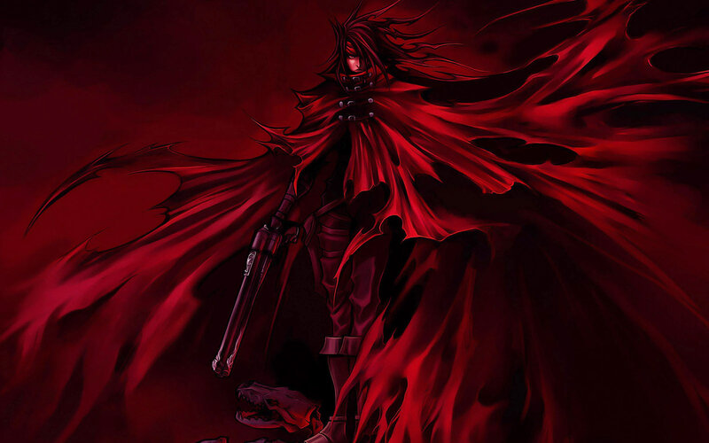 red-cloaked warrior with gun