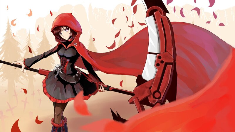 Red-cloaked warrior with scythe