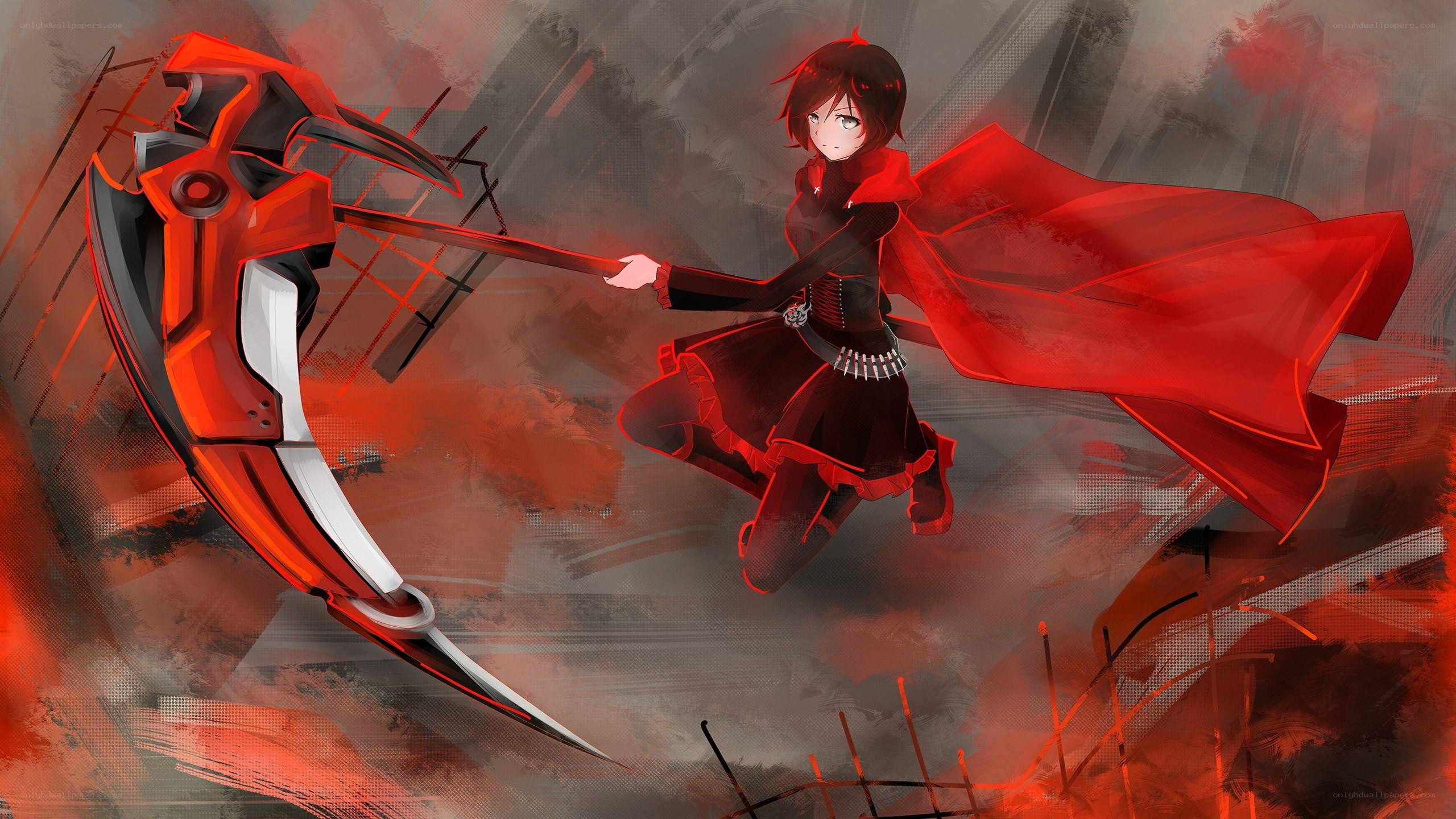 Red-cloaked warrior with scythe