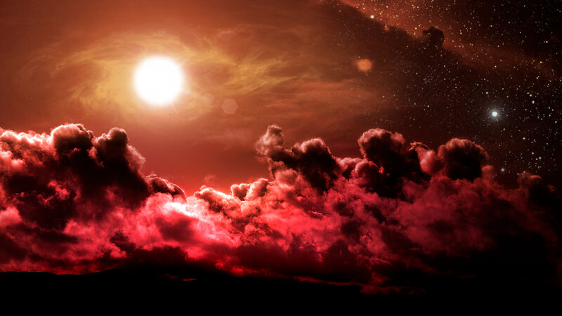 Red Clouds in Space