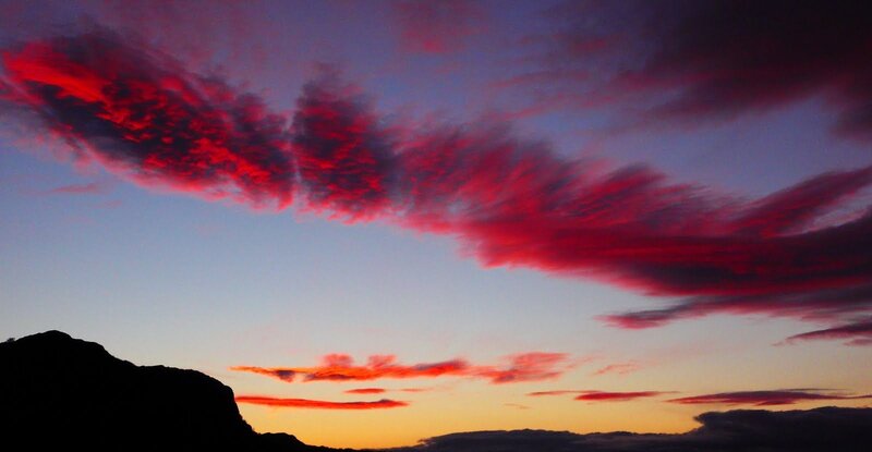 Red Clouds over Mountain