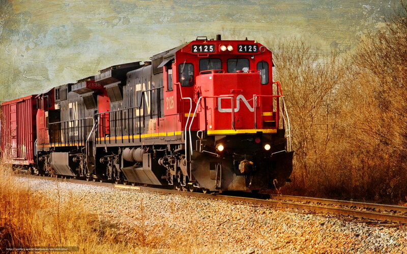 Red CN train on tracks