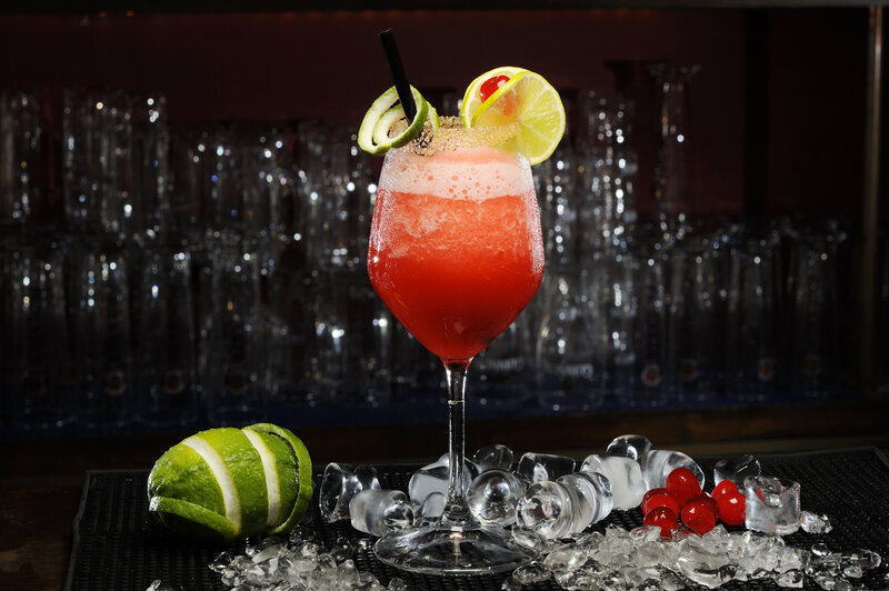 Red Cocktail in Glass — Dramatic, Night
