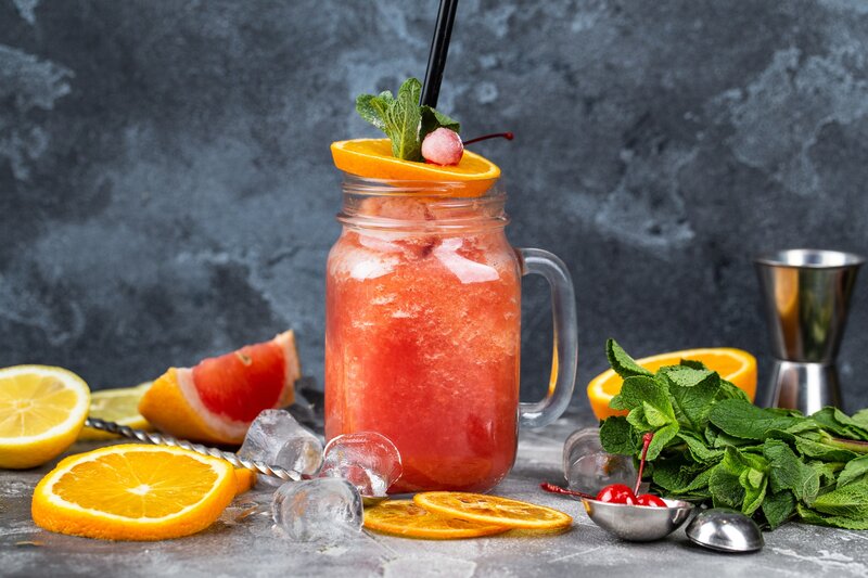 Red Cocktail in Mason Jar