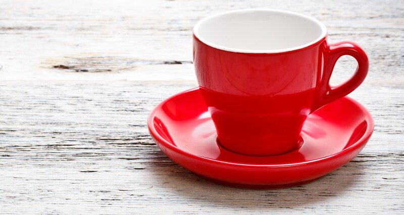 Red Coffee Cup and Saucer — Calm