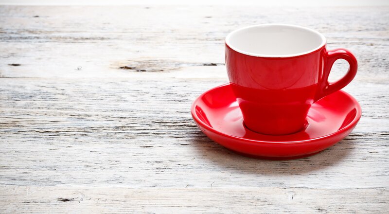 Red Coffee Cup and Saucer