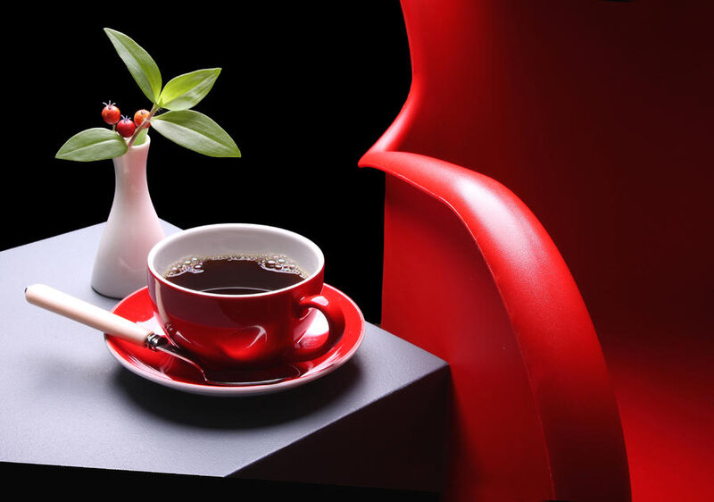 Red Coffee Cup on Table