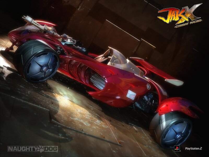 Red combat racing vehicle