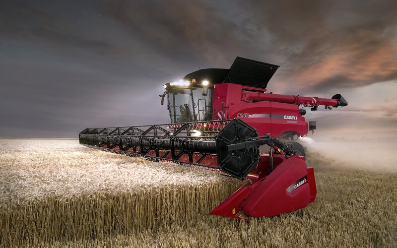 Red Combine Harvester — Dramatic