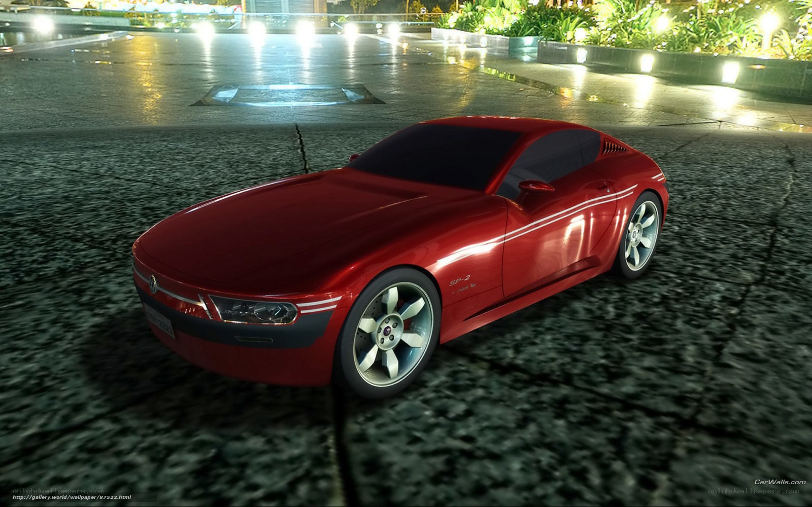 Red concept car at night