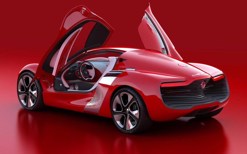 Red Concept Car — Dramatic, 3d Render, Car Door, Steering Wheel