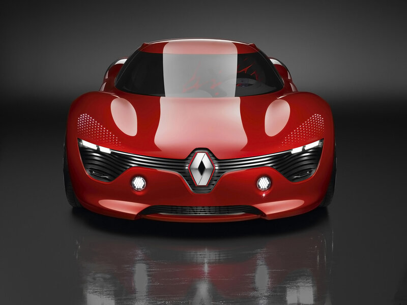 Red Concept Car — Dramatic, 3d Render, Headlights, Grille, Black, White