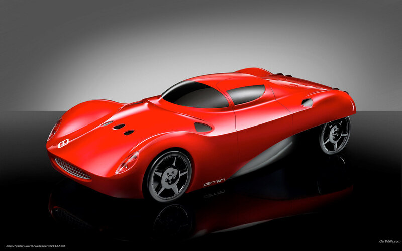 Red Concept Car — Dramatic, 3d Render, Reflection