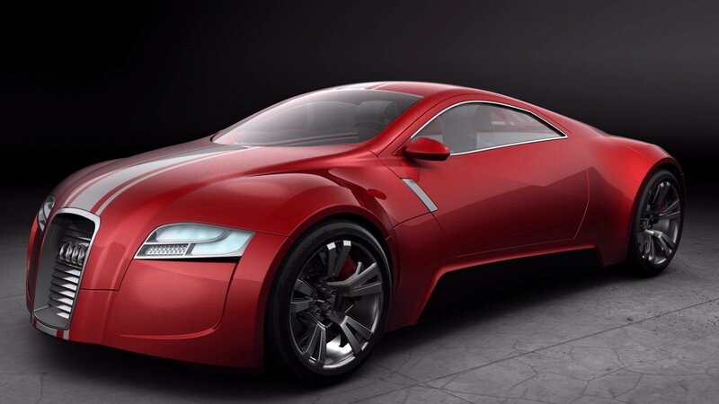 Red Concept Car — Dramatic, 3d Render, Wheel, Headlight