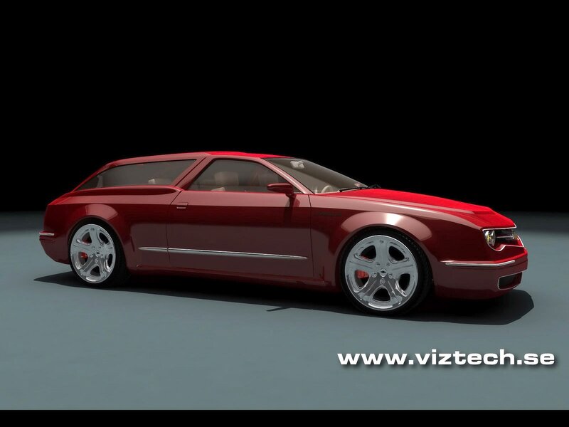 Red Concept Car — Dramatic, 3d Render, Wheels, Windows, Black