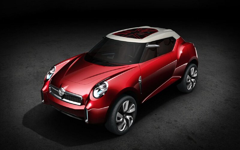 Red Concept Car — Dramatic, 3d Render, White Roof, Union Jack Design