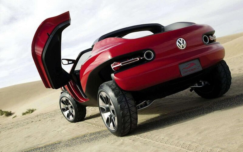 Red Concept Car — Dramatic, Afternoon, 3d Render, Desert