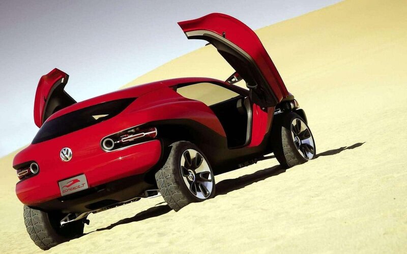 Red Concept Car — Dramatic, Afternoon, 3d Render, Sand Dune