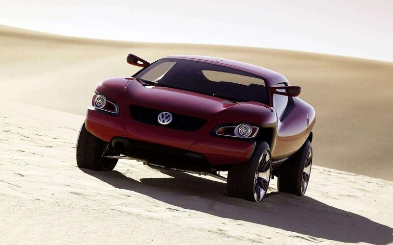 Red Concept Car — Dramatic, Afternoon, 3d Render, Sand Dunes