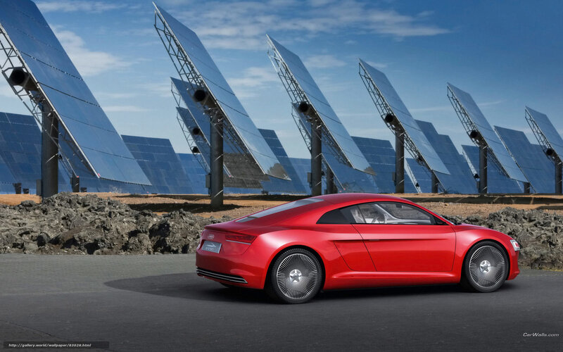 Red Concept Car — Dramatic, Afternoon, Photograph, Solar Panels