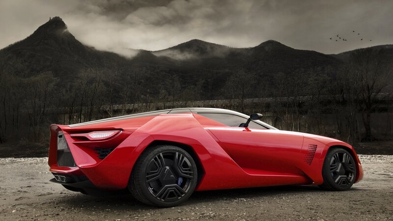 Red Concept Car — Dramatic, Autumn