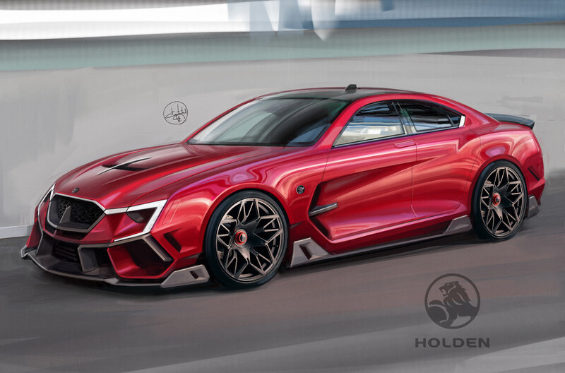Red Concept Car — Dramatic, Digital Art, Logo