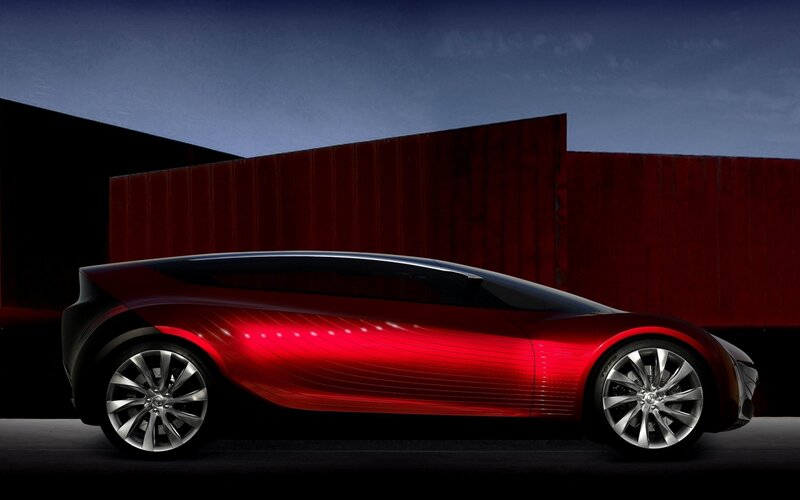 Red Concept Car — Dramatic, Night, 3d Render, Building