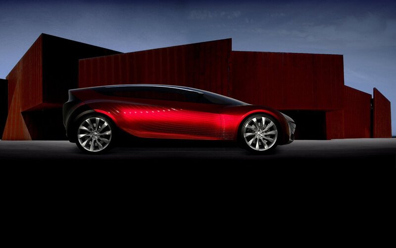 Red Concept Car — Dramatic, Night, 3d Render, Building, Wheels
