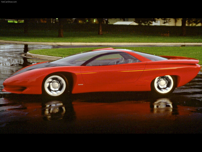 Red Concept Car — Dramatic, Night, Photograph, Pond