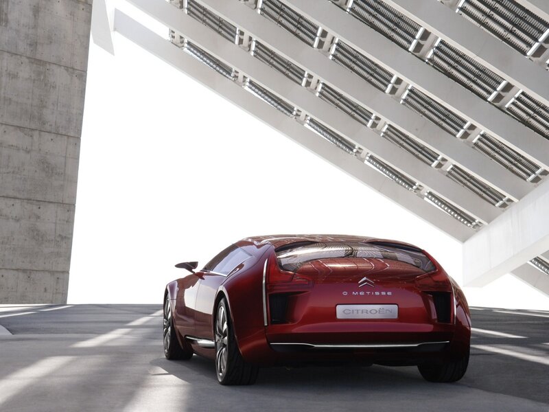 Red Concept Car — Dramatic, Photograph, Concrete Structure