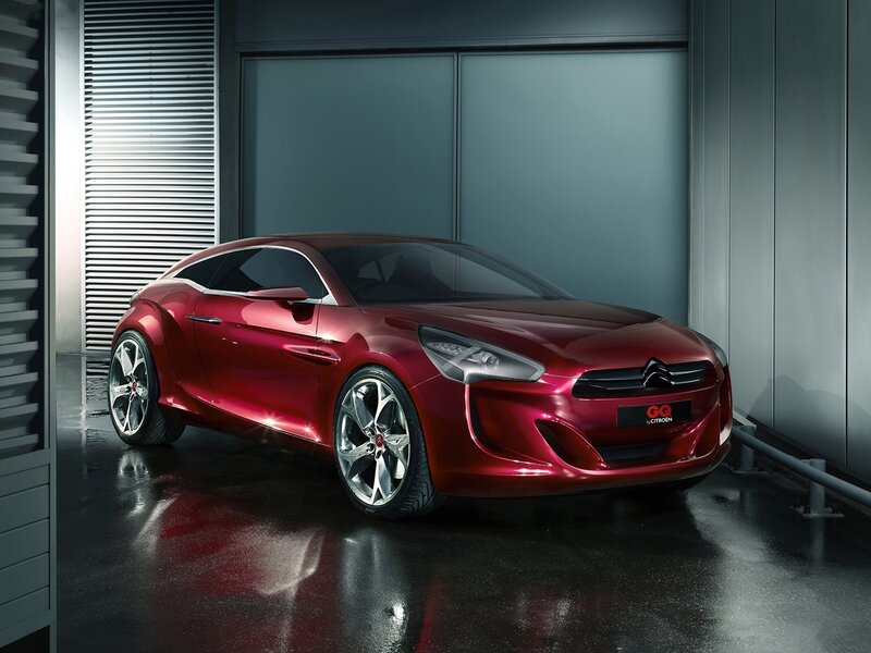 Red Concept Car — Dramatic, Photograph, Garage, Floor, Black, Silver