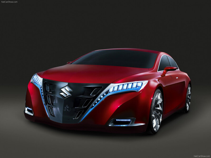 Red Concept Car — Dramatic, Photograph, Headlights, Grille, Black
