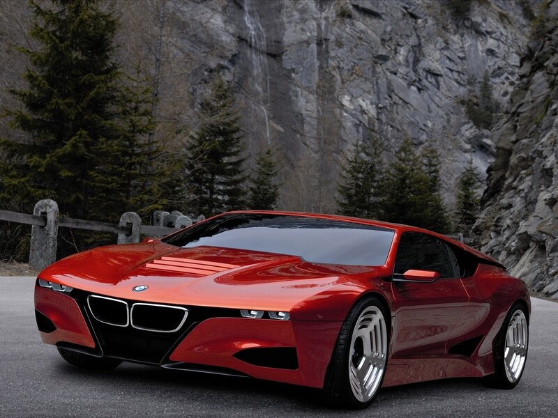 Red Concept Car — Dramatic, Photograph, Mountain