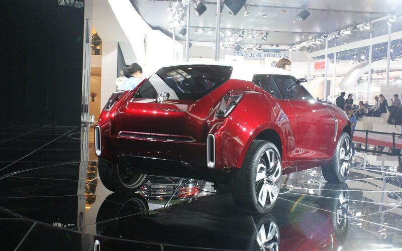 Red Concept Car — Dramatic, Photograph, People, Show Floor, Reflection